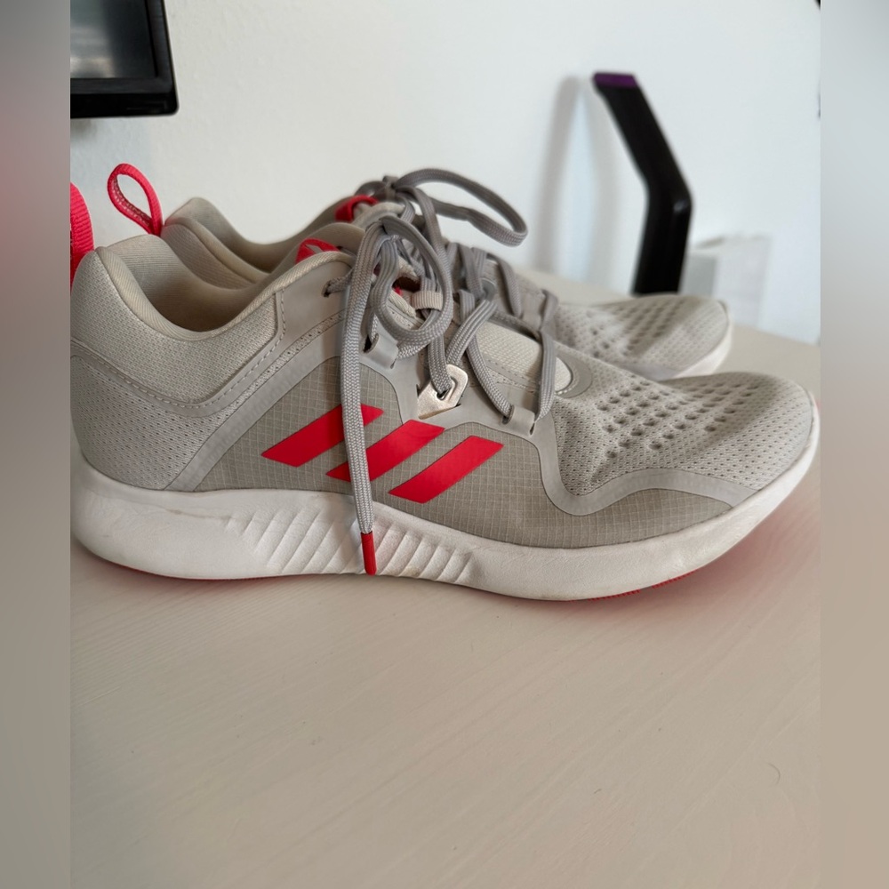 Adidas Light Gray and Red Sneakers